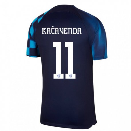 Kandiny Kinder Kroatische Lukas Kacavenda #11 Dunkelblau Auswärtstrikot Trikot 22-24 T-shirt