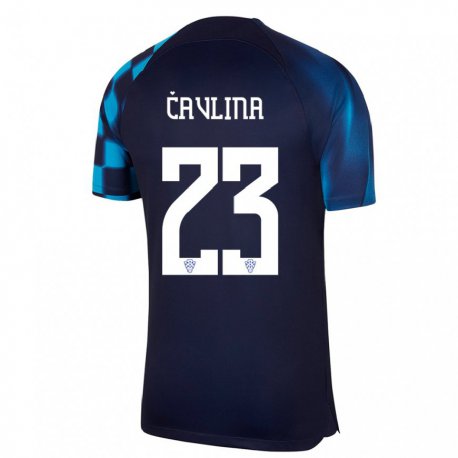 Kandiny Kinder Kroatische Nikola Cavlina #23 Dunkelblau Auswärtstrikot Trikot 22-24 T-shirt