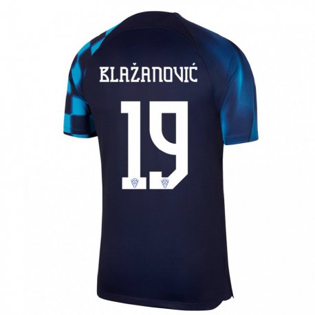 Kandiny Kinder Kroatische Antonio Blazanovic #19 Dunkelblau Auswärtstrikot Trikot 22-24 T-shirt