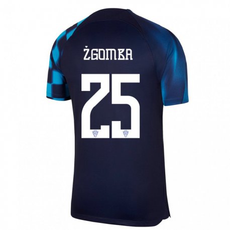 Kandiny Kinder Kroatische Marin Zgomba #25 Dunkelblau Auswärtstrikot Trikot 22-24 T-shirt