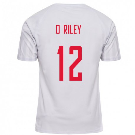 Kandiny Kinder Dänische Matt O Riley #12 Weiß Auswärtstrikot Trikot 22-24 T-shirt