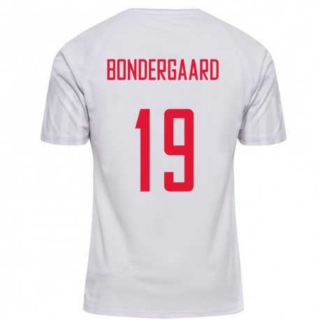 Kandiny Kinder Dänische Asbjorn Bondergaard #19 Weiß Auswärtstrikot Trikot 22-24 T-shirt