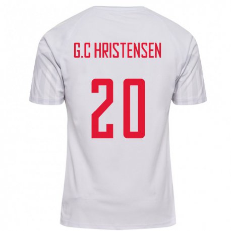 Kandiny Kinder Dänische Gustav Christensen #20 Weiß Auswärtstrikot Trikot 22-24 T-shirt
