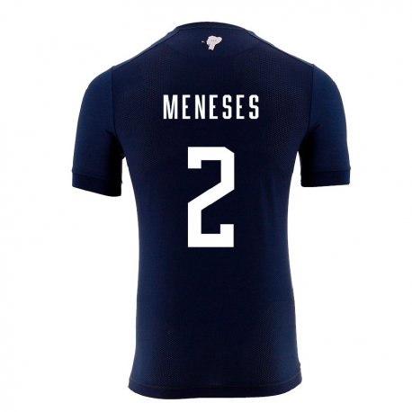 Kandiny Kinder Ecuadorianische Randy Meneses #2 Marineblau Auswärtstrikot Trikot 22-24 T-shirt
