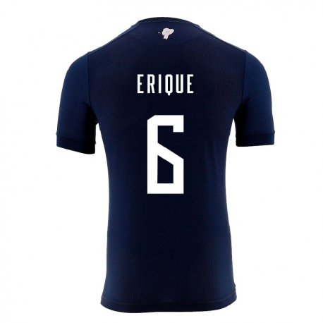 Kandiny Kinder Ecuadorianische Yeltzin Erique #6 Marineblau Auswärtstrikot Trikot 22-24 T-shirt