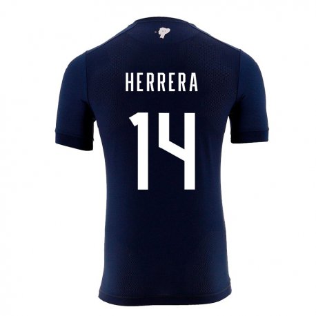 Kandiny Kinder Ecuadorianische Orlando Herrera #14 Marineblau Auswärtstrikot Trikot 22-24 T-shirt
