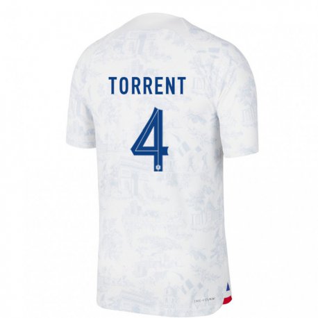 Kandiny Kinder Französische Marion Torrent #4 Weiß Blau Auswärtstrikot Trikot 22-24 T-shirt