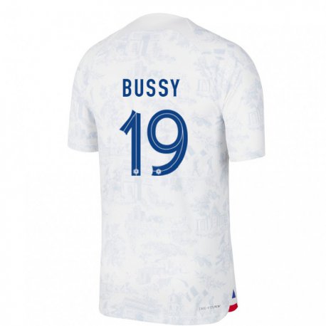Kandiny Kinder Französische Kessya Bussy #19 Weiß Blau Auswärtstrikot Trikot 22-24 T-shirt
