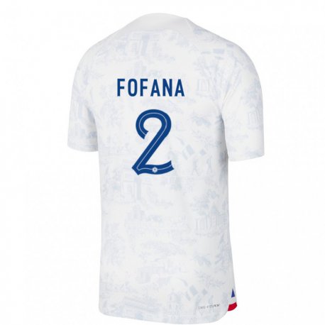 Kandiny Kinder Französische Wesley Fofana #2 Weiß Blau Auswärtstrikot Trikot 22-24 T-shirt