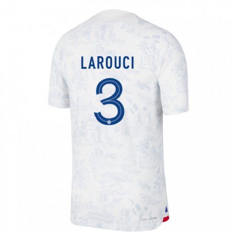 Kandiny Kinder Französische Yasser Larouci #3 Weiß Blau Auswärtstrikot Trikot 22-24 T-shirt