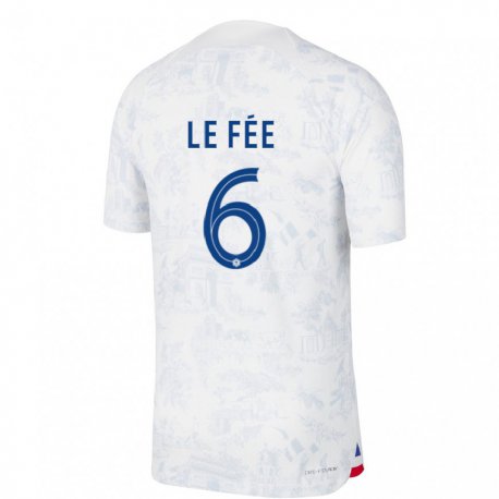 Kandiny Kinder Französische Enzo Le Fee #6 Weiß Blau Auswärtstrikot Trikot 22-24 T-shirt