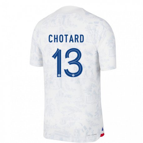 Kandiny Kinder Französische Joris Chotard #13 Weiß Blau Auswärtstrikot Trikot 22-24 T-shirt