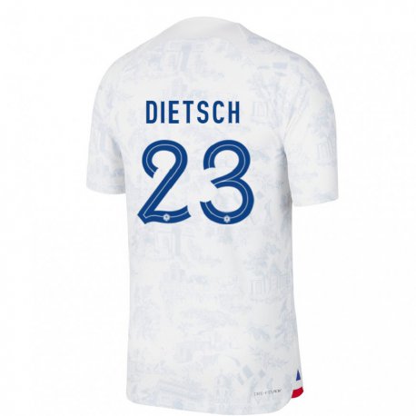Kandiny Kinder Französische Guillaume Dietsch #23 Weiß Blau Auswärtstrikot Trikot 22-24 T-shirt
