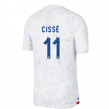 Kandiny Kinder Französische Lamine Cisse #11 Weiß Blau Auswärtstrikot Trikot 22-24 T-shirt