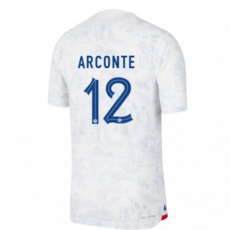 Kandiny Kinder Französische Tairyk Arconte #12 Weiß Blau Auswärtstrikot Trikot 22-24 T-shirt