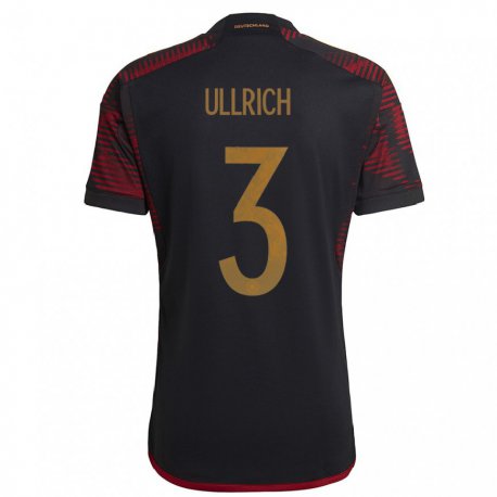 Kandiny Kinder Deutsche Lukas Ullrich #3 Schwarz Kastanienbraun Auswärtstrikot Trikot 22-24 T-shirt