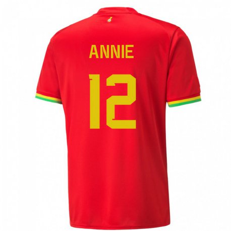 Kandiny Kinder Ghanaische Henrietta Annie #12 Rot Auswärtstrikot Trikot 22-24 T-shirt