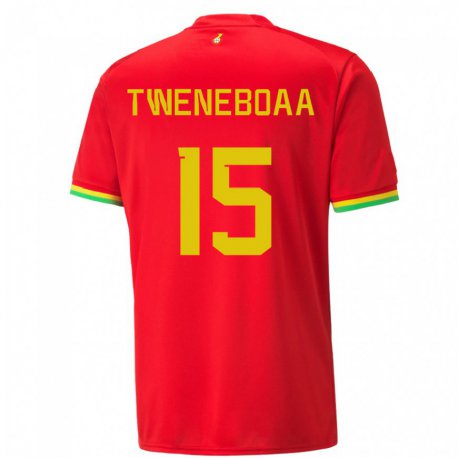 Kandiny Kinder Ghanaische Justice Tweneboaa #15 Rot Auswärtstrikot Trikot 22-24 T-shirt