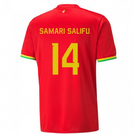 Kandiny Kinder Ghanaische Abass Samari Salifu #14 Rot Auswärtstrikot Trikot 22-24 T-shirt