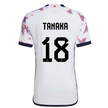 Kandiny Kinder Japanische Momoko Tanaka #18 Weiß Auswärtstrikot Trikot 22-24 T-shirt