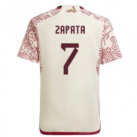 Kandiny Kinder Mexikanische Angel Zapata #7 Wunder Weiß Rot Auswärtstrikot Trikot 22-24 T-shirt