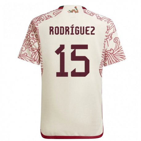 Kandiny Kinder Mexikanische Jorge Rodriguez #15 Wunder Weiß Rot Auswärtstrikot Trikot 22-24 T-shirt