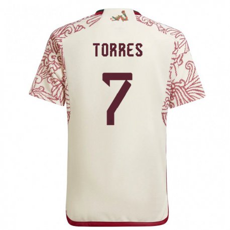 Kandiny Kinder Mexikanische Christian Torres #7 Wunder Weiß Rot Auswärtstrikot Trikot 22-24 T-shirt