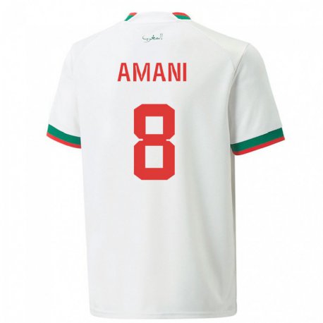 Kandiny Kinder Marokkanische Salma Amani #8 Weiß Auswärtstrikot Trikot 22-24 T-shirt