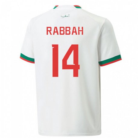 Kandiny Kinder Marokkanische Aziza Rabbah #14 Weiß Auswärtstrikot Trikot 22-24 T-shirt