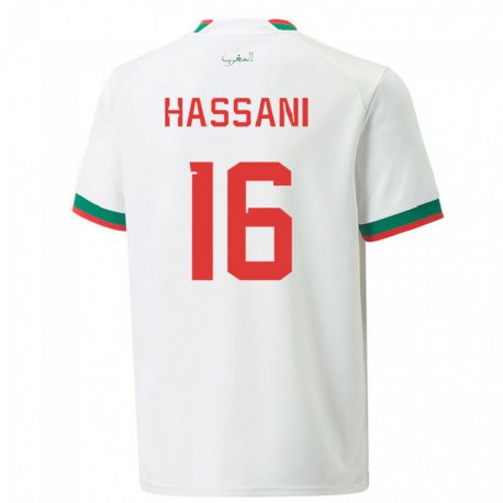 Kandiny Kinder Marokkanische Samya Hassani #16 Weiß Auswärtstrikot Trikot 22-24 T-shirt
