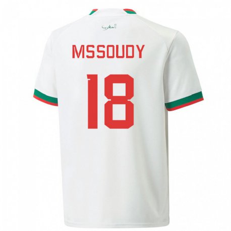 Kandiny Kinder Marokkanische Sanaa Mssoudy #18 Weiß Auswärtstrikot Trikot 22-24 T-shirt