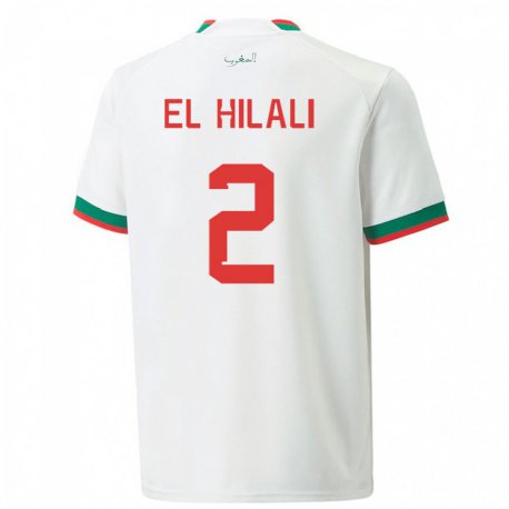 Kandiny Kinder Marokkanische Omar El Hilali #2 Weiß Auswärtstrikot Trikot 22-24 T-shirt