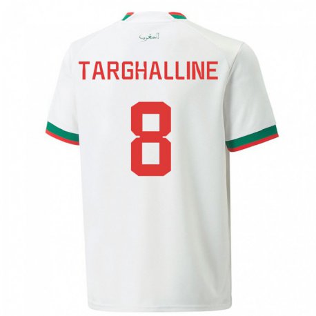 Kandiny Kinder Marokkanische Oussama Targhalline #8 Weiß Auswärtstrikot Trikot 22-24 T-shirt