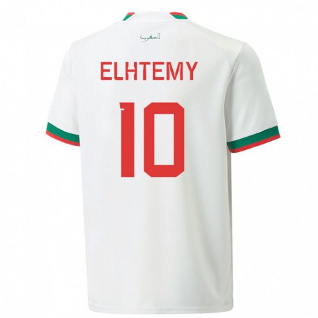 Kandiny Kinder Marokkanische Mountassir Elhtemy #10 Weiß Auswärtstrikot Trikot 22-24 T-shirt