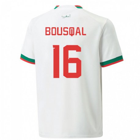 Kandiny Kinder Marokkanische Hamza Bousqal #16 Weiß Auswärtstrikot Trikot 22-24 T-shirt