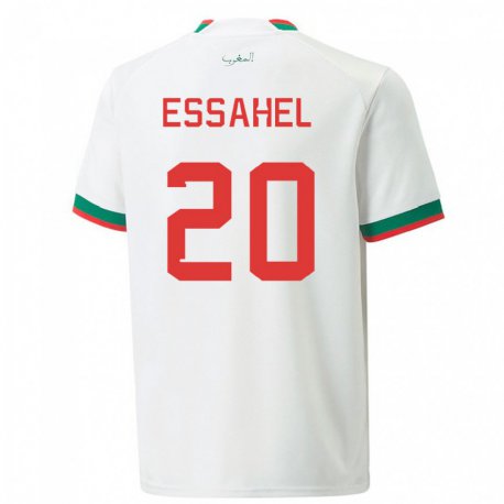 Kandiny Kinder Marokkanische Mohammed Amine Essahel #20 Weiß Auswärtstrikot Trikot 22-24 T-shirt