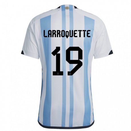 Kandiny Herren Argentinische Mariana Larroquette #19 Weiß Himmelblau Heimtrikot Trikot 22-24 T-shirt