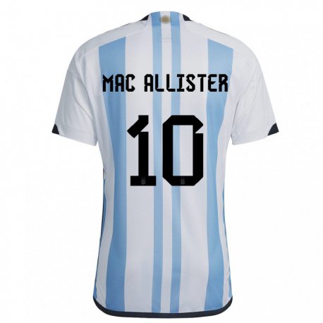 Kandiny Herren Argentinische Alexis Mac Allister #10 Weiß Himmelblau Heimtrikot Trikot 22-24 T-shirt
