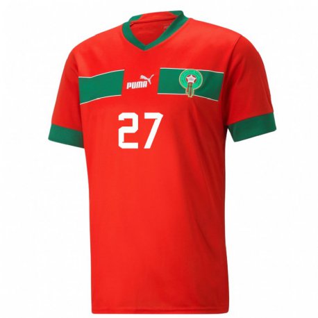 Kandiny Herren Marokkanische Amine Ghazoini #27 Rot Heimtrikot Trikot 22-24 T-shirt