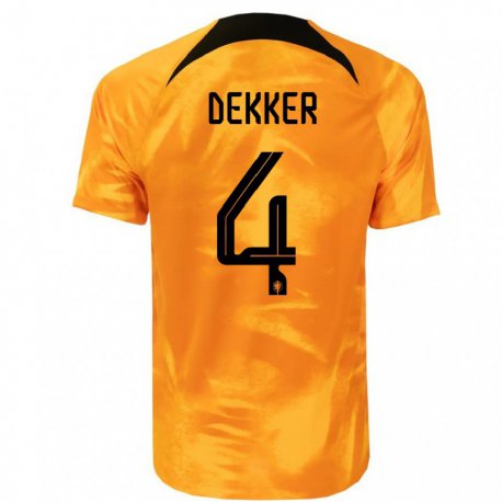 Kandiny Herren Niederländische Maxim Dekker #4 Laser-orange Heimtrikot Trikot 22-24 T-shirt