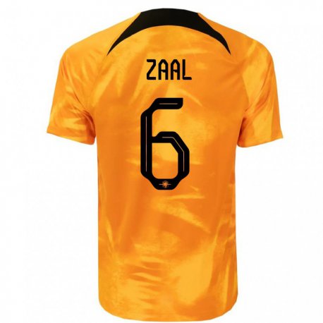Kandiny Herren Niederländische Timo Zaal #6 Laser-orange Heimtrikot Trikot 22-24 T-shirt