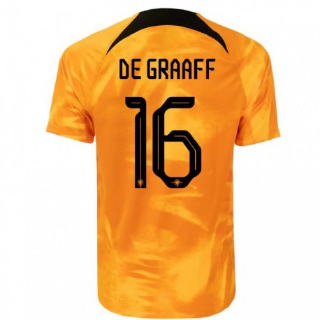 Kandiny Herren Niederländische Tom De Graaff #16 Laser-orange Heimtrikot Trikot 22-24 T-shirt