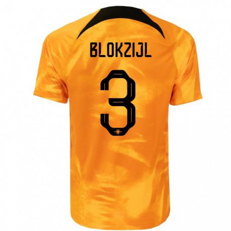 Kandiny Herren Niederländische Thijmen Blokzijl #3 Laser-orange Heimtrikot Trikot 22-24 T-shirt