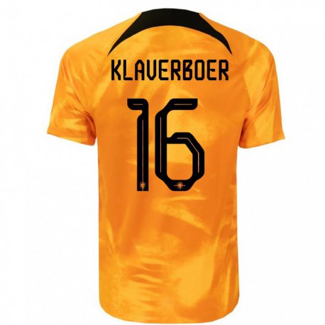 Kandiny Herren Niederländische Bernt Klaverboer #16 Laser-orange Heimtrikot Trikot 22-24 T-shirt