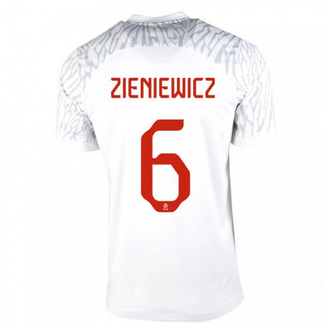 Kandiny Herren Polnische Wiktoria Zieniewicz #6 Weiß Heimtrikot Trikot 22-24 T-shirt