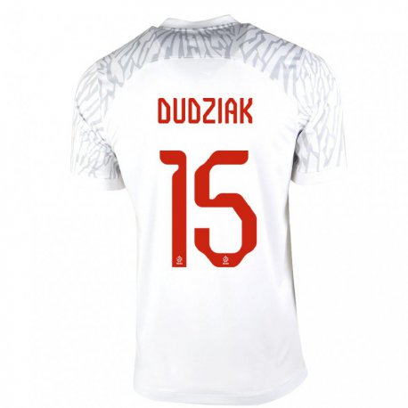 Kandiny Herren Polnische Aleksandra Dudziak #15 Weiß Heimtrikot Trikot 22-24 T-shirt