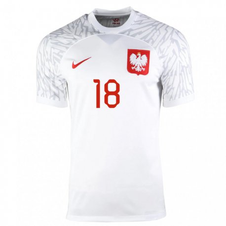 Kandiny Herren Polnische Nikol Kaletka #18 Weiß Heimtrikot Trikot 22-24 T-shirt
