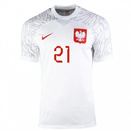 Kandiny Herren Polnische Emilia Zdunek #21 Weiß Heimtrikot Trikot 22-24 T-shirt