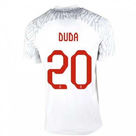 Kandiny Herren Polnische Kacper Duda #20 Weiß Heimtrikot Trikot 22-24 T-shirt