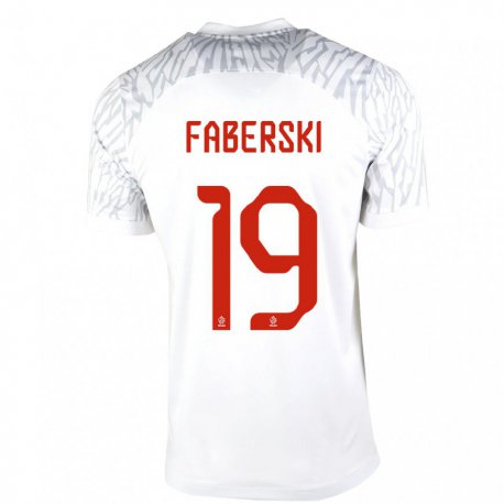 Kandiny Herren Polnische Jan Faberski #19 Weiß Heimtrikot Trikot 22-24 T-shirt